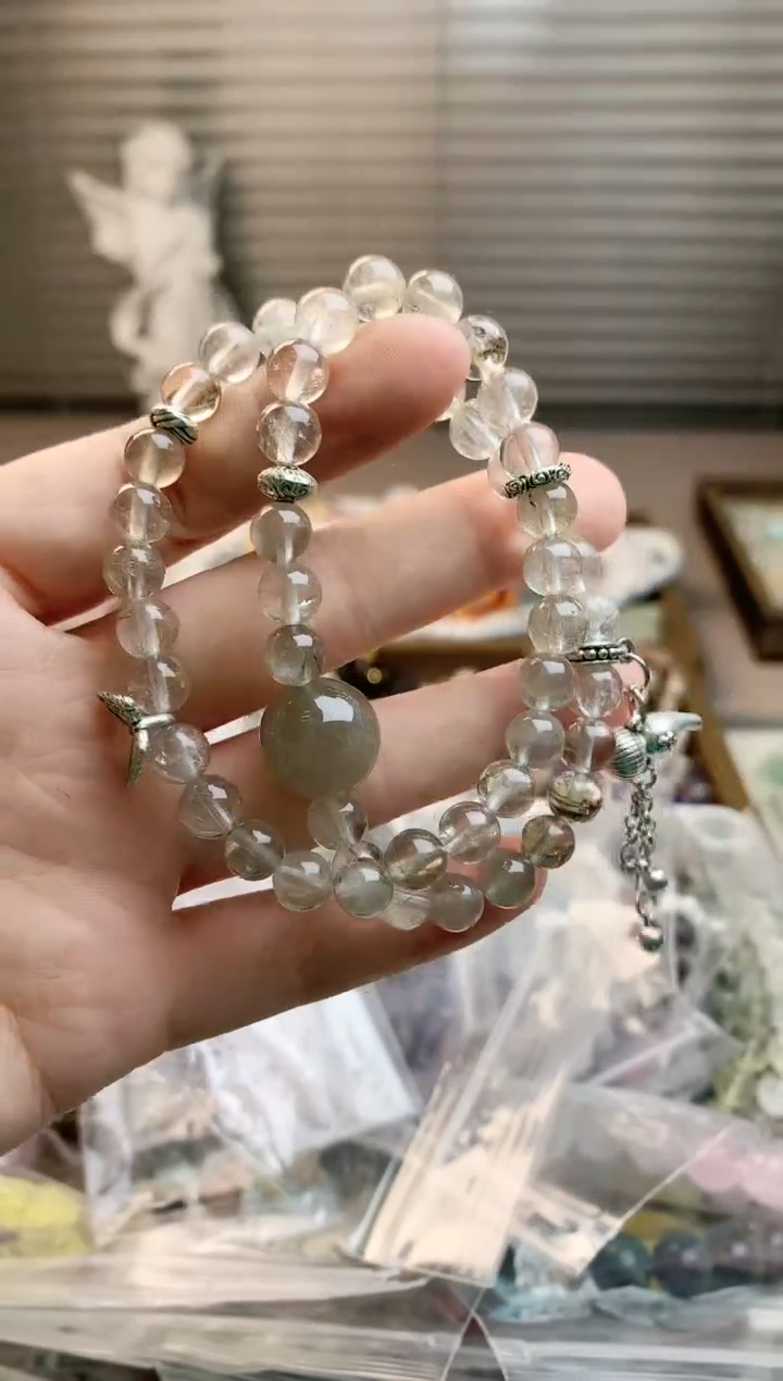 【闪购商品】水晶珠宝半成品未镶嵌灰兔毛双圈