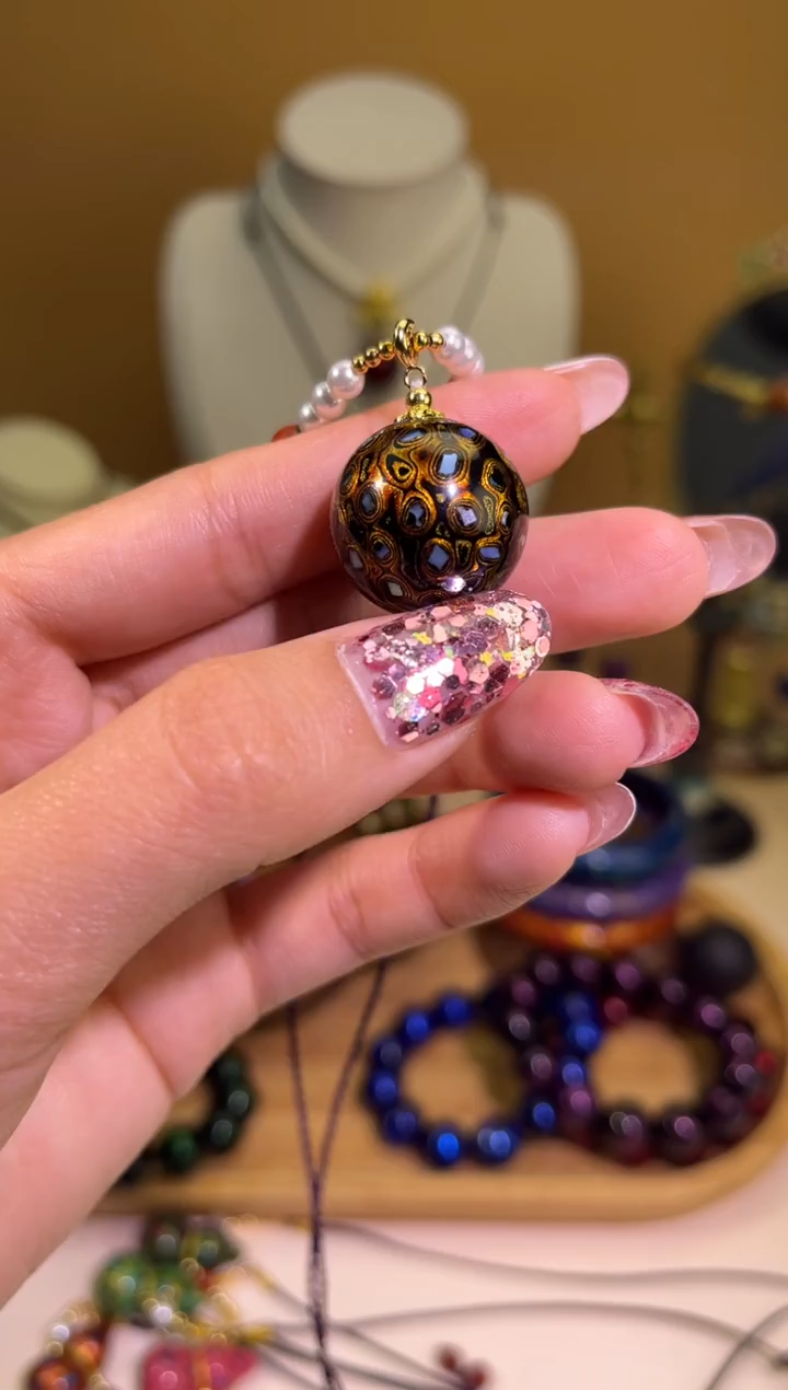 榕城大漆黑金犀皮单珠2.0吊坠