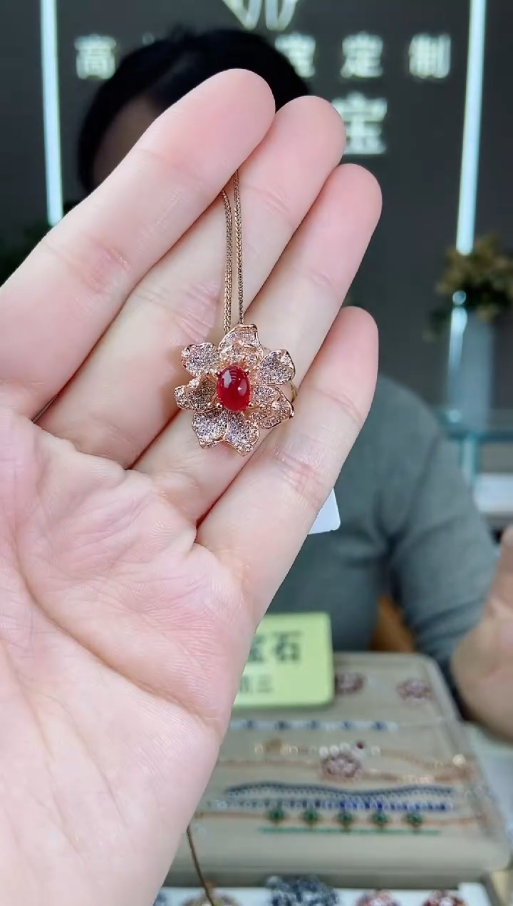 【闪购商品】红宝石颈饰银S925镶嵌颈饰