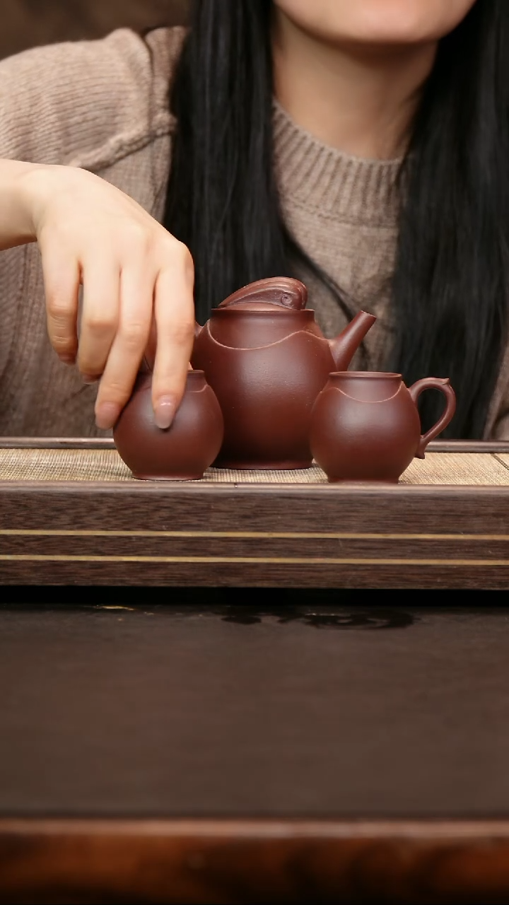 茶壶紫砂云根 官帽套组