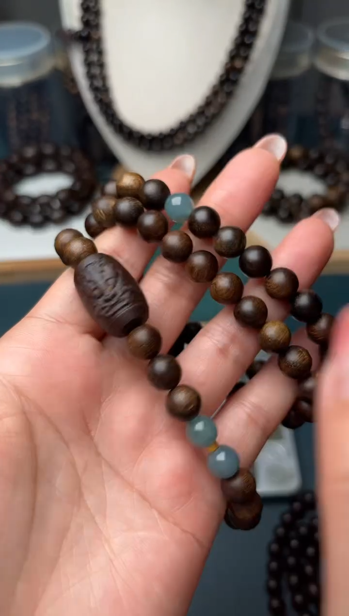 【闪购商品】沉香手串越南芽庄白奇楠留疤三圈8mm
