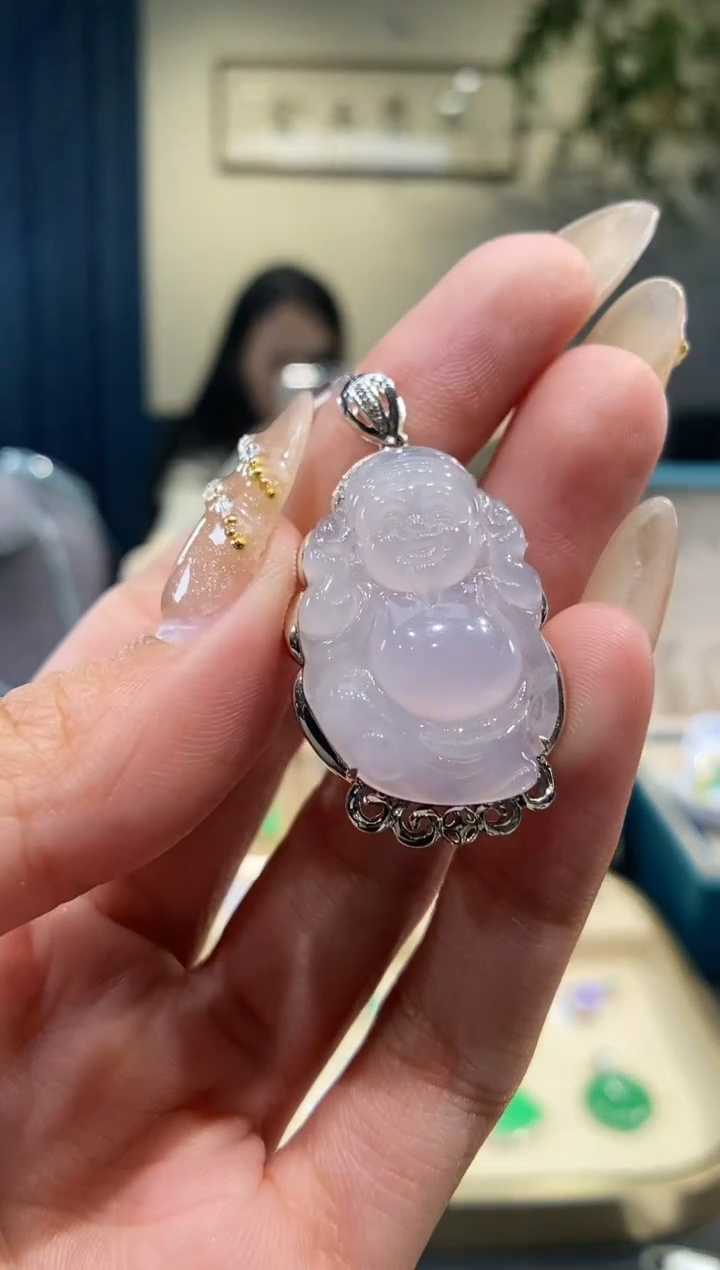 【闪购商品】翡翠吊坠(不含链)18K金镶嵌财神