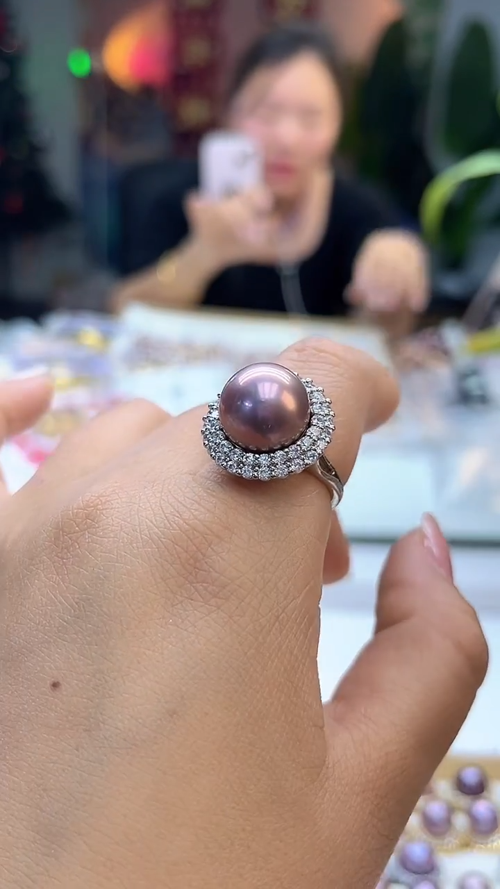 未镶嵌戒指淡水珍珠紫色系太阳花戒指(多样性发一）