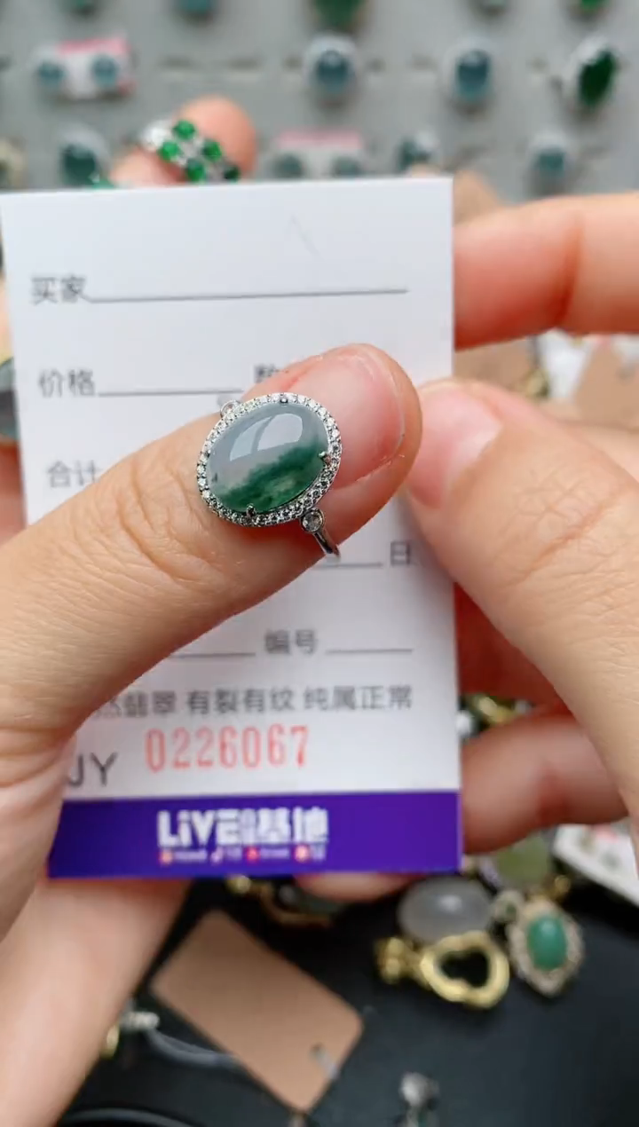 银S925镶嵌戒指翡翠微*.