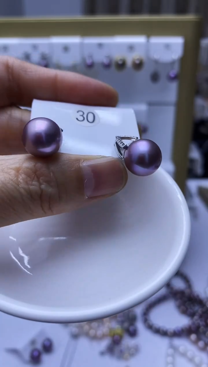 银S925镶嵌耳饰淡水珍珠30
