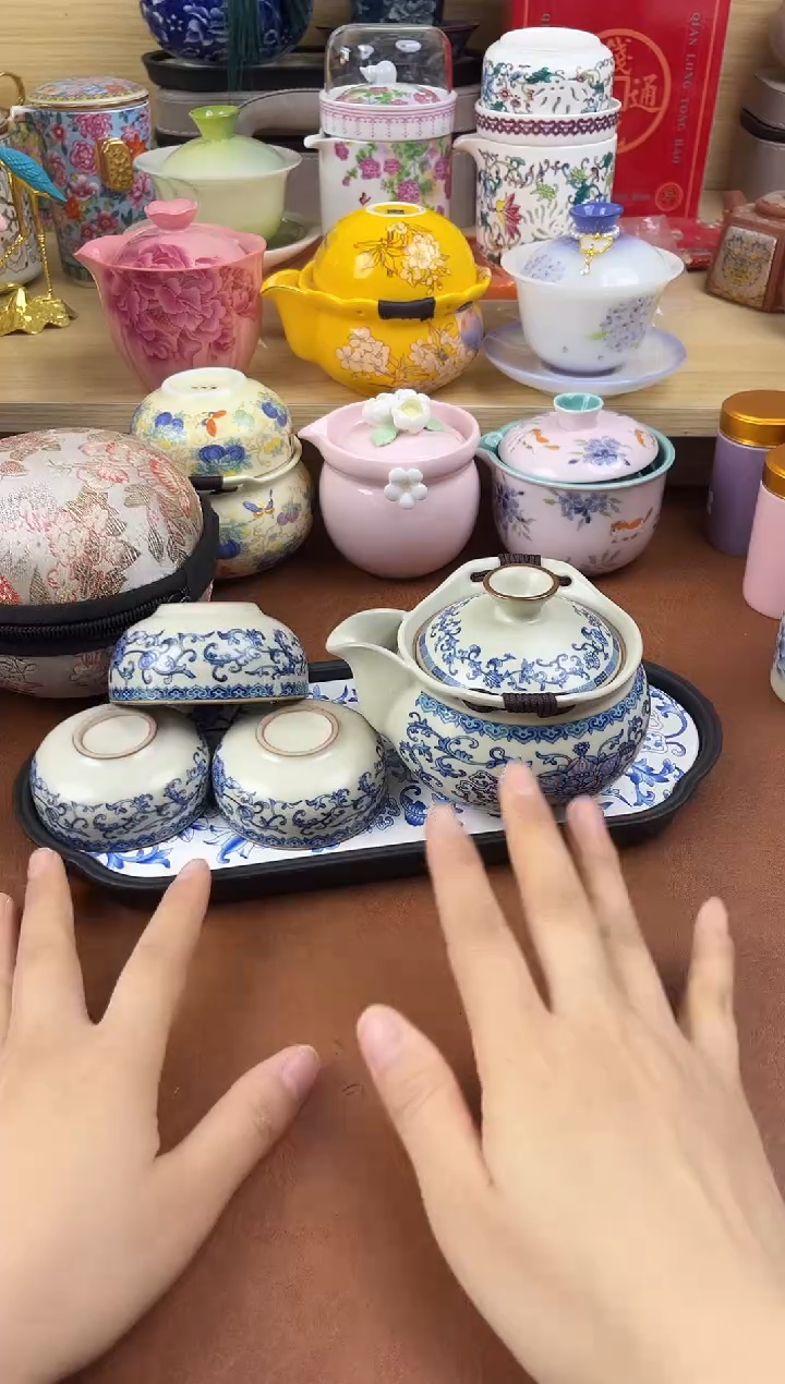 陶陶瓷茶具摆件旅行套组