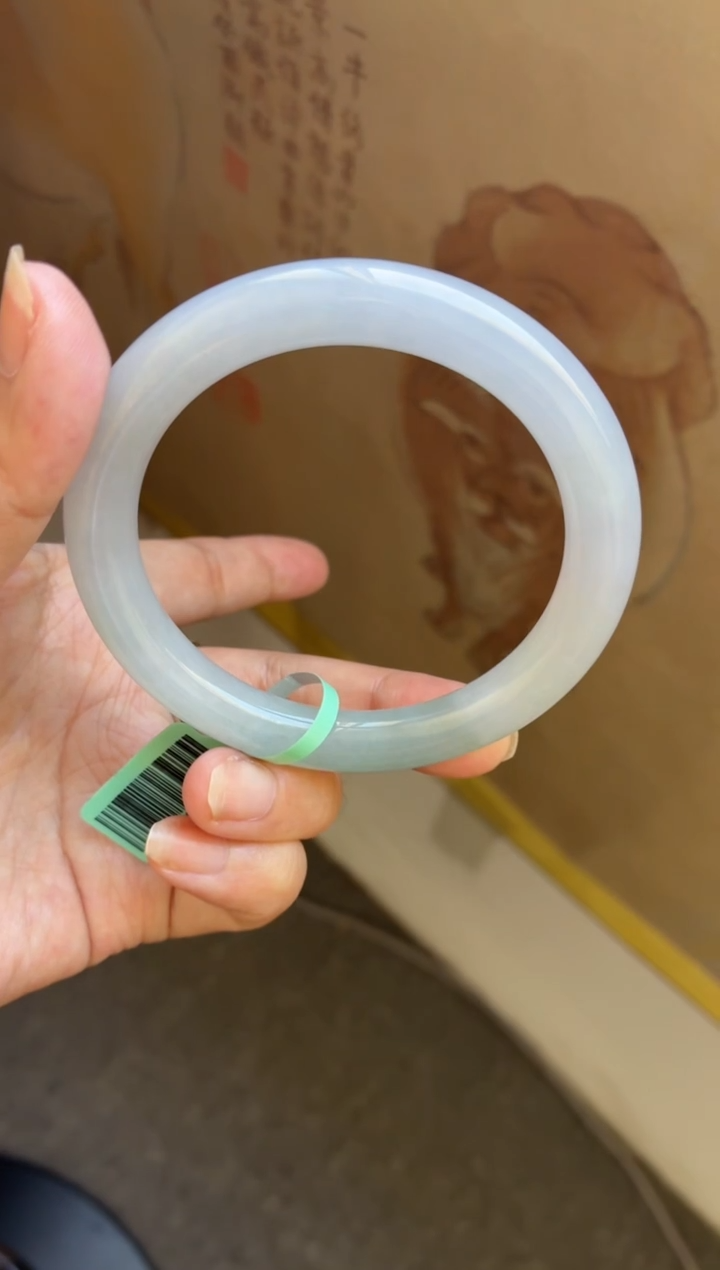 未镶嵌手镯翡翠（冰胶紫底半山水）圆条27号