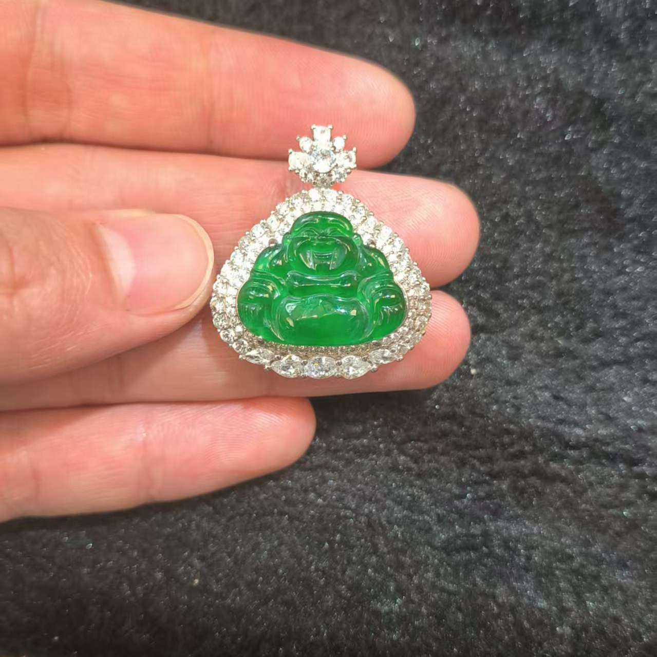 【佛公】阳绿笑佛公天然A货翡翠玉坠