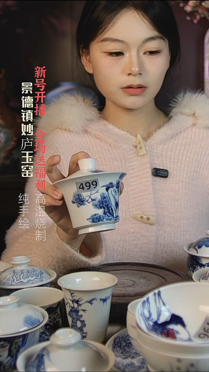 盘陶妙庐玉窑马蹄盖碗499微瑕