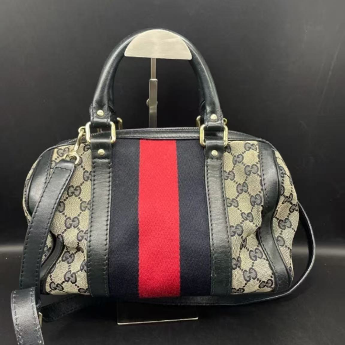 95新 GUCCI/古驰 古驰/黑色老花波士顿/经典时尚女士