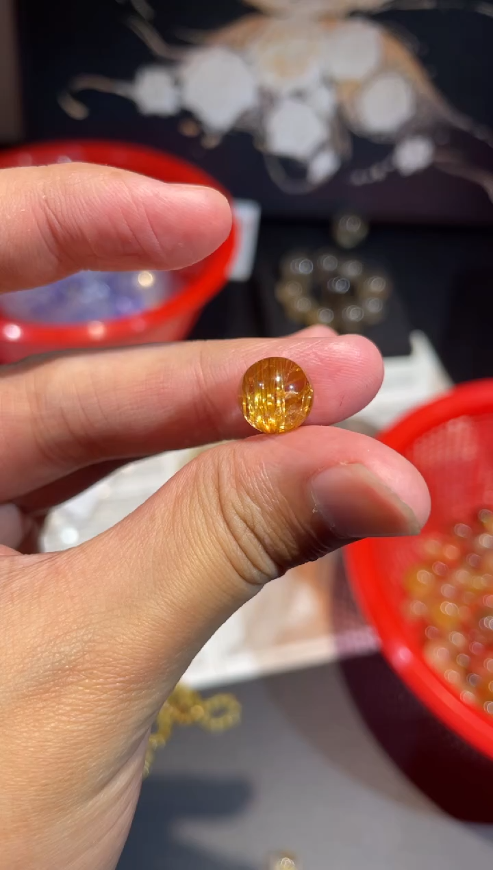 未镶嵌珠宝半成品水晶【NN】发晶单珠10M1个