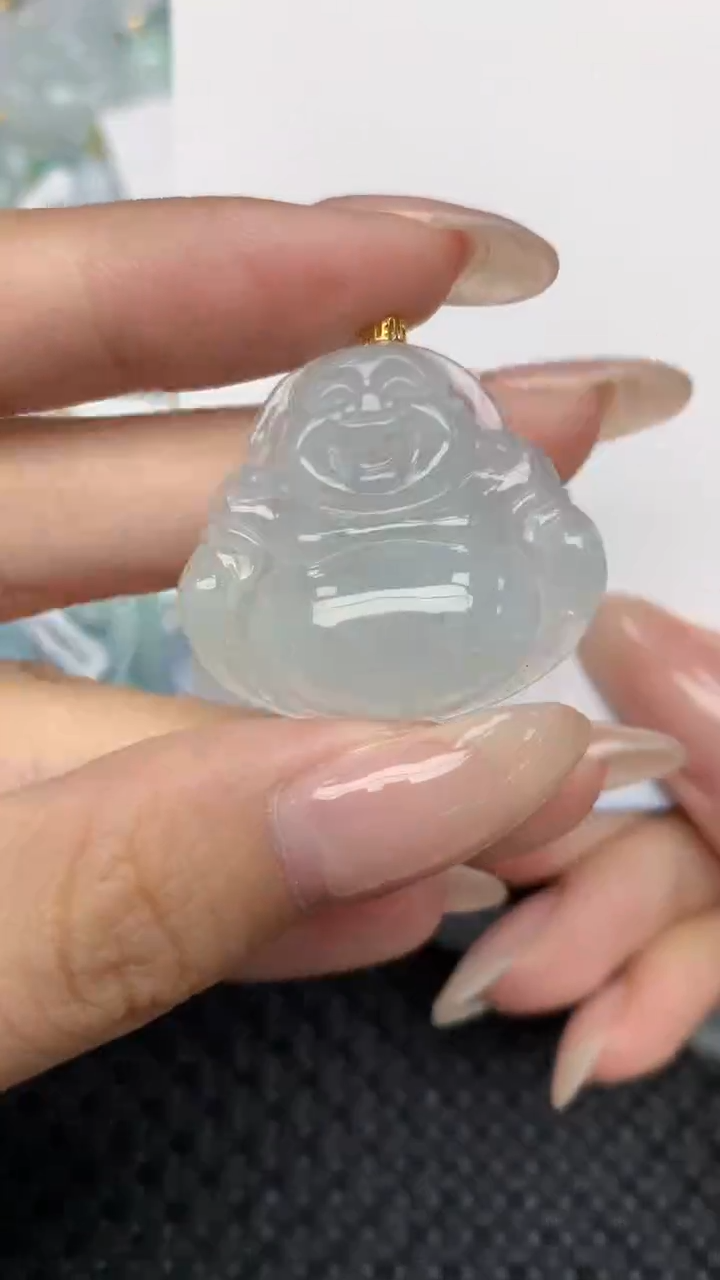 翡翠18K金镶嵌颈饰天然翡翠a货