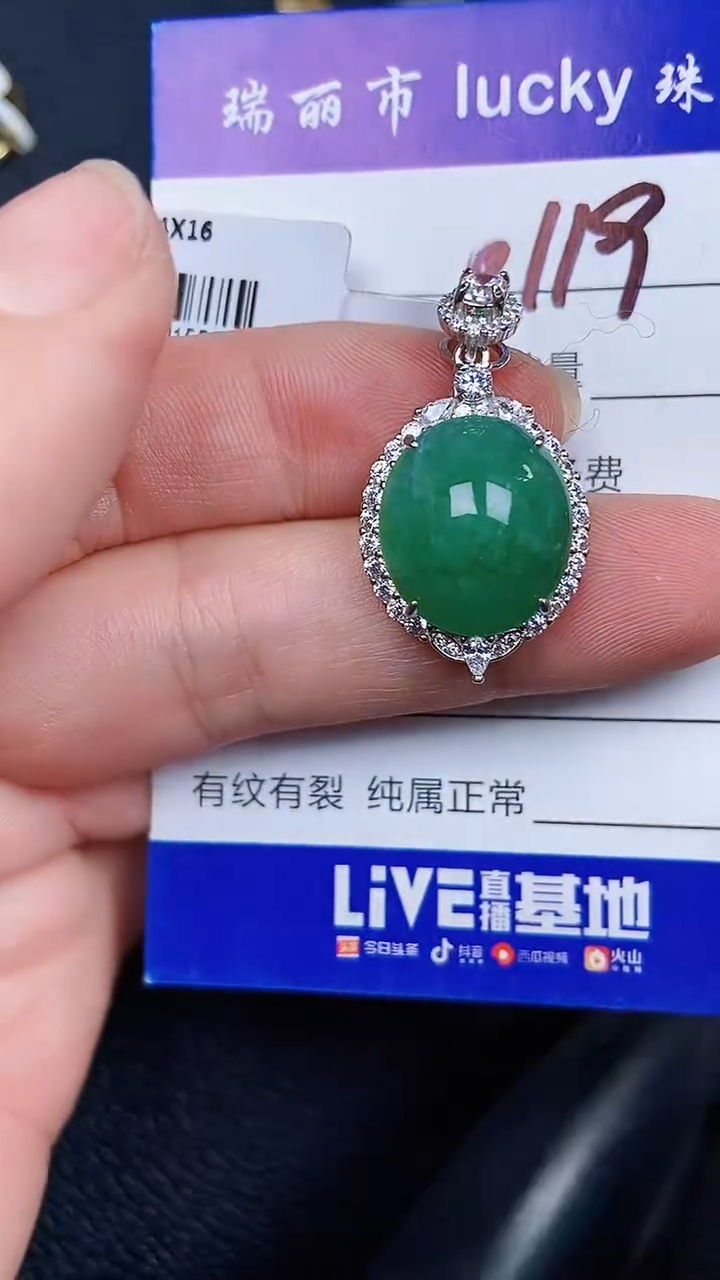 颈饰银S925镶嵌翡翠0119