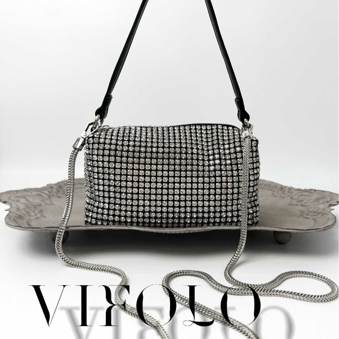 意大利VIFOLO 满钻手提重工镶钻链条包女士单肩包
