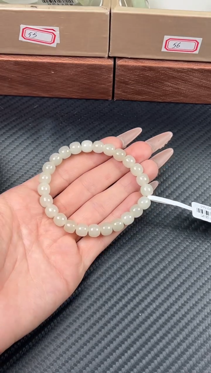 未镶嵌手串和田玉于田微色差卡8JM