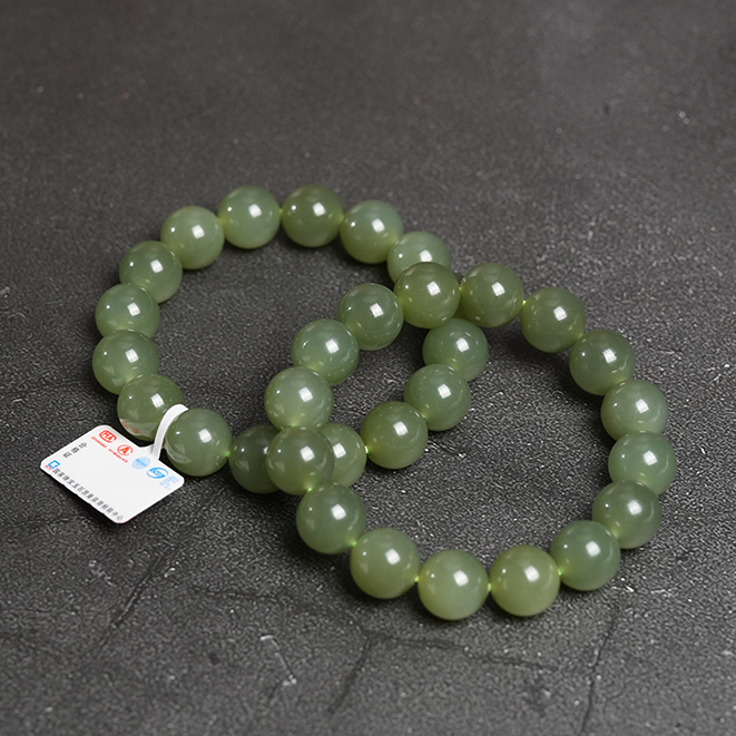 【鑫浩矿业】新疆和田玉-湖水果冻料卡12mm手串一条多样性发货一件