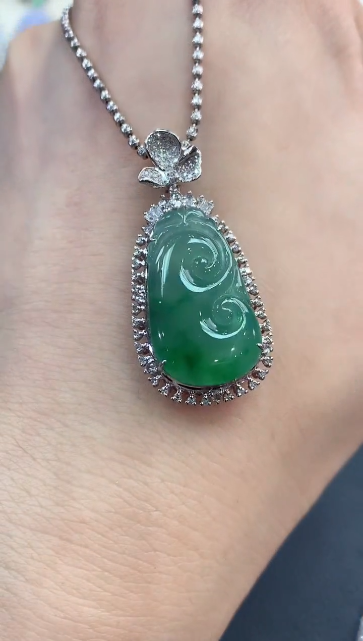 【闪购商品】翡翠吊坠(不含链)18K金镶嵌C27  