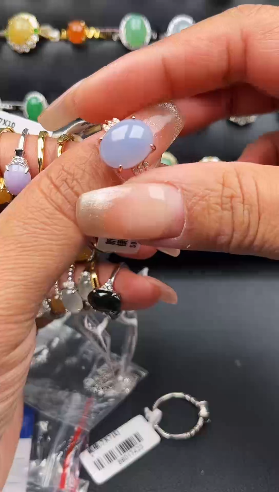 【闪购商品】翡翠戒指银S925镶嵌缅甸天然A货翡翠S925银镶嵌