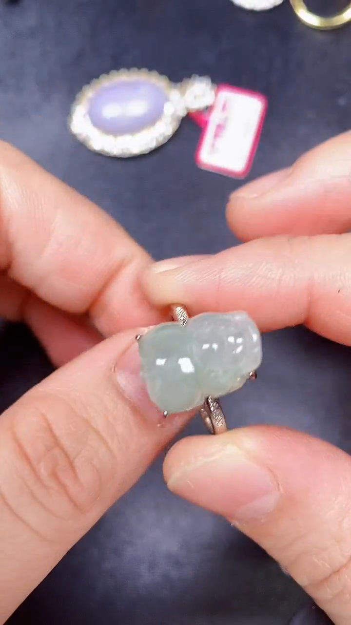 银S925镶嵌戒指翡翠3190