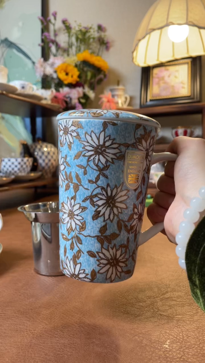 高端礼品（DN家）马克杯带盖茶漏雏菊款-TY