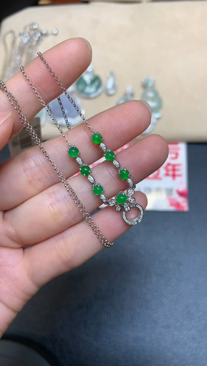 【闪购商品】翡翠颈饰18K金镶嵌多用链【无服务费