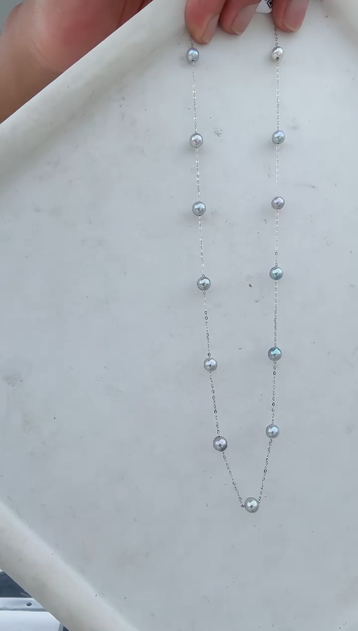 海水珍珠铂Pt900镶嵌项链真多麻满天星