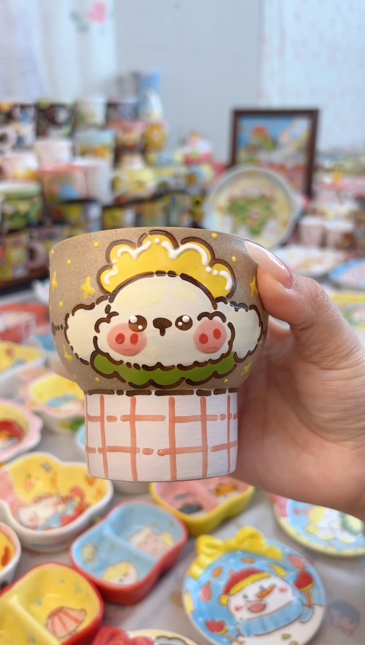 摆件陶景德镇陶瓷手绘微瑕