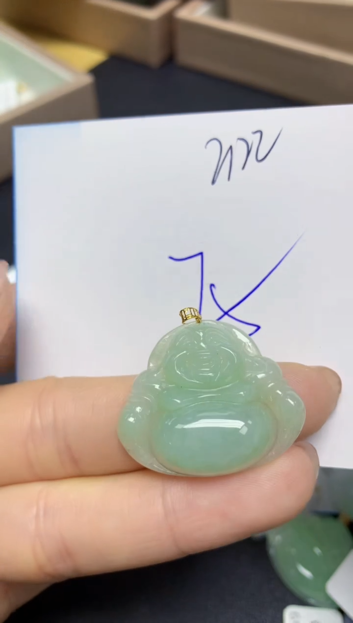 【闪购商品】翡翠挂件18K金镶嵌 天然翡翠A货