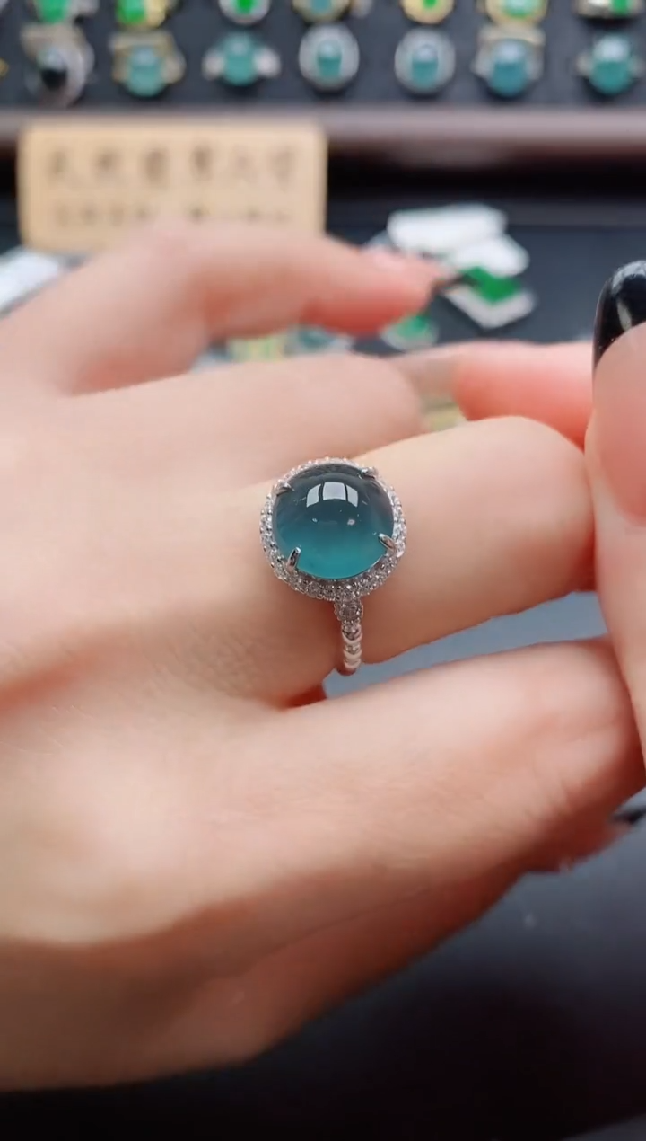 银S925镶嵌戒指翡翠1