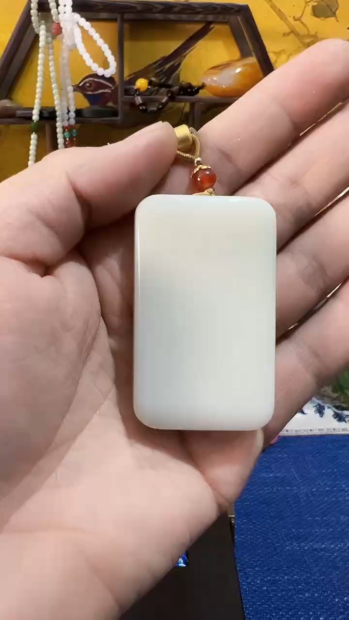 【闪购商品】和田玉挂件未镶嵌和田 米达高无事牌 (飞铃文玩)