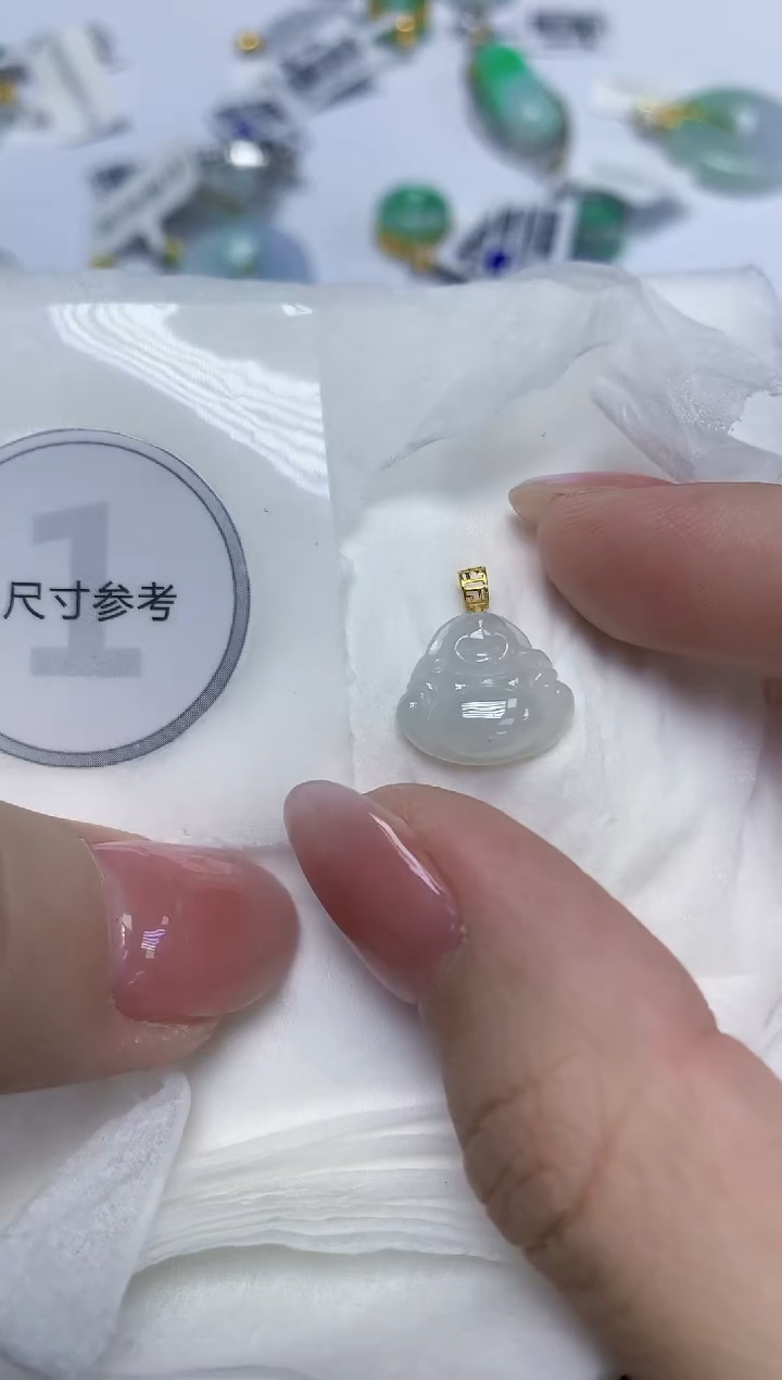 颈饰18K金镶嵌翡翠天然缅甸翡翠A货多样性发一件