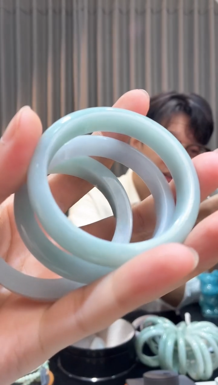 定制翡翠正圈未镶嵌天然缅甸A货翡翠手镯定制-001  55-61