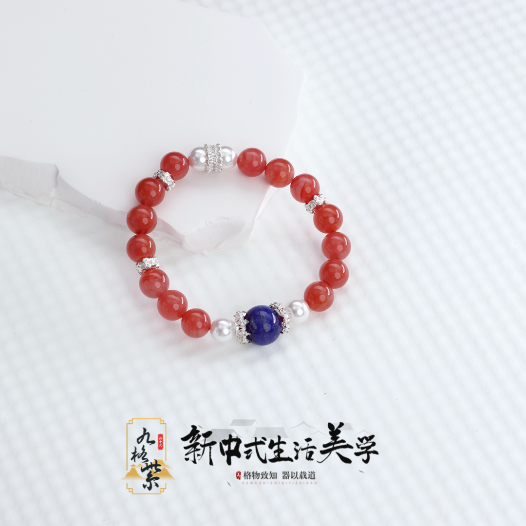 天然保山南红手串高瓷红润色泽饱满女款小众礼物手链(D002)