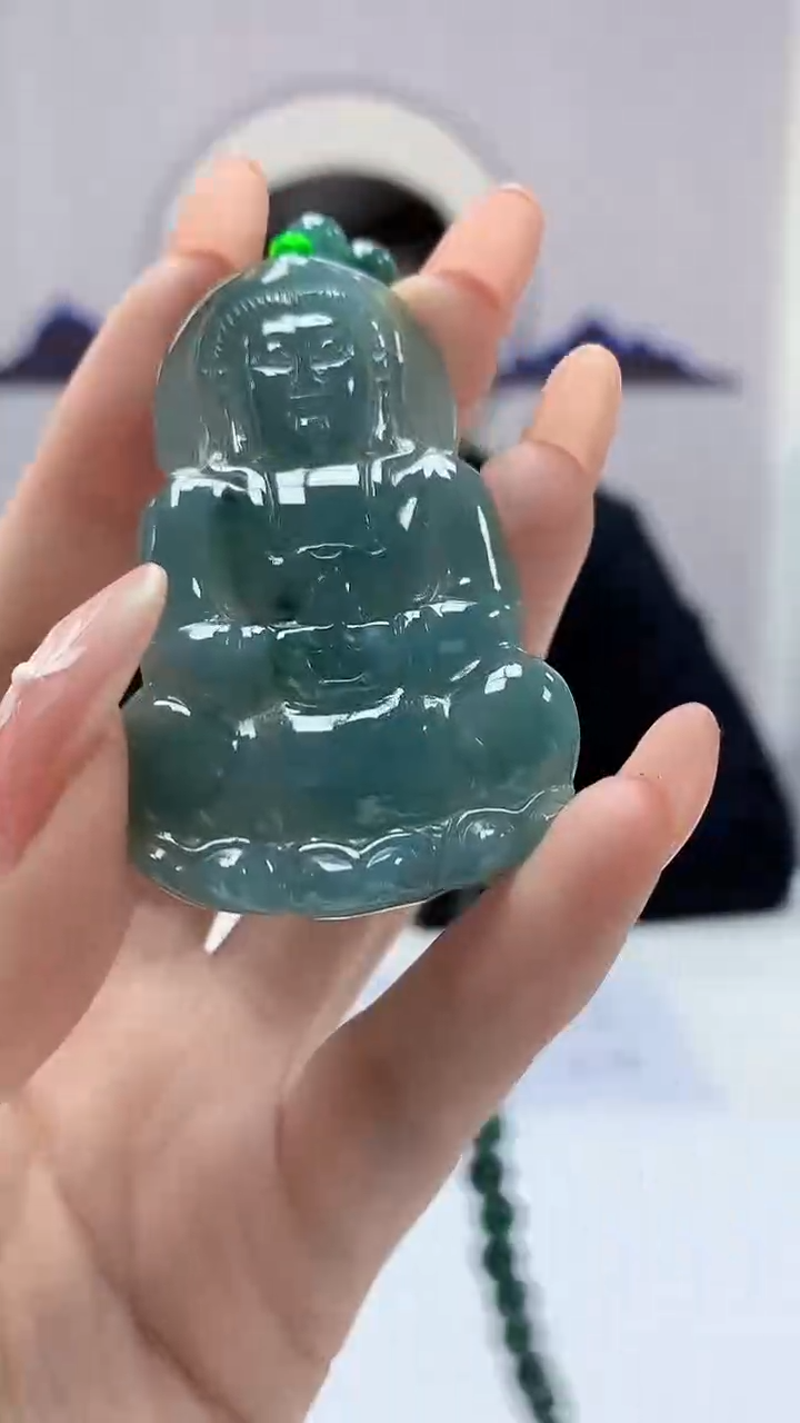 【闪购商品】定制翡翠未镶嵌5152DD-毛货挂件观音83
