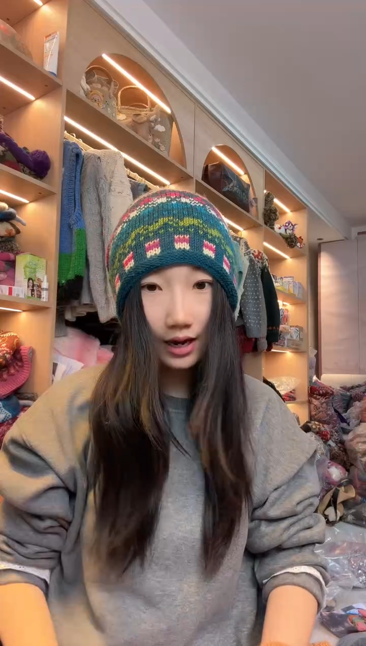 羊毛美利奴绿色堆堆帽