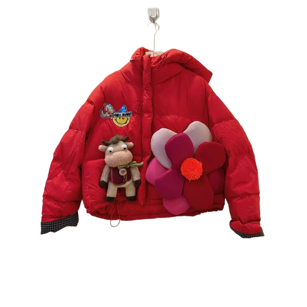 ATT潮牌女装2025冬欧洲站度假风甜美花卉拼接撞色拼接重工外套