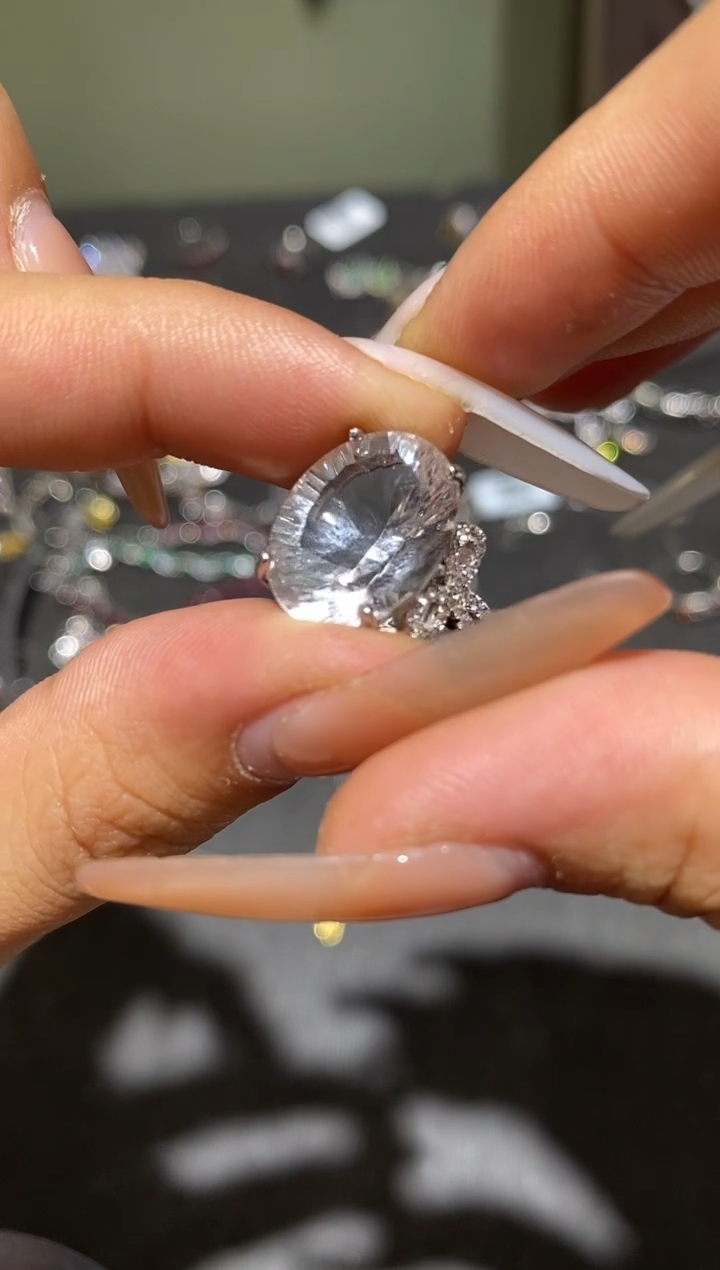 银S925镶嵌戒指水晶戒指