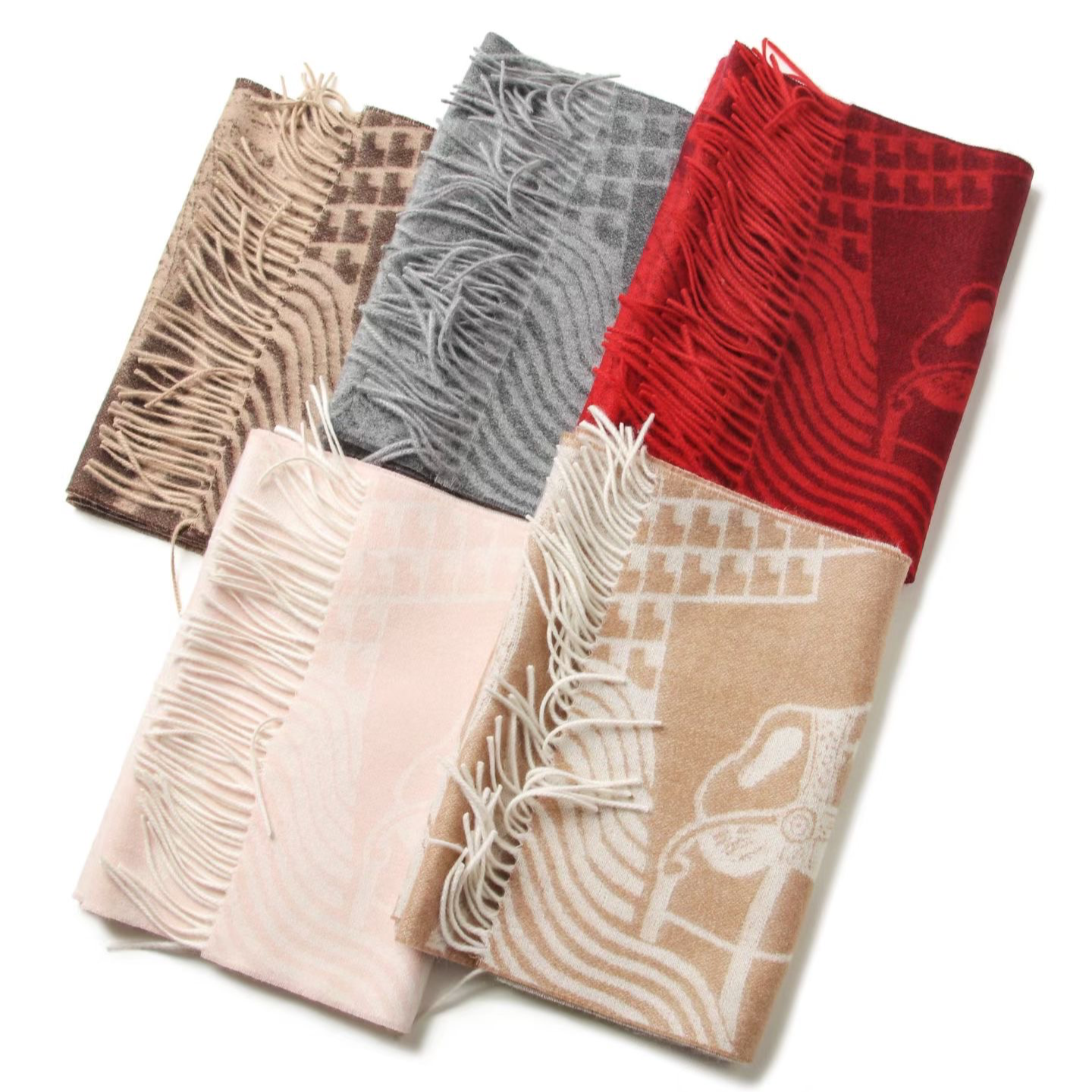 【2025】100%纯山羊绒围巾骏马提花高级新年礼物冬季新款围脖