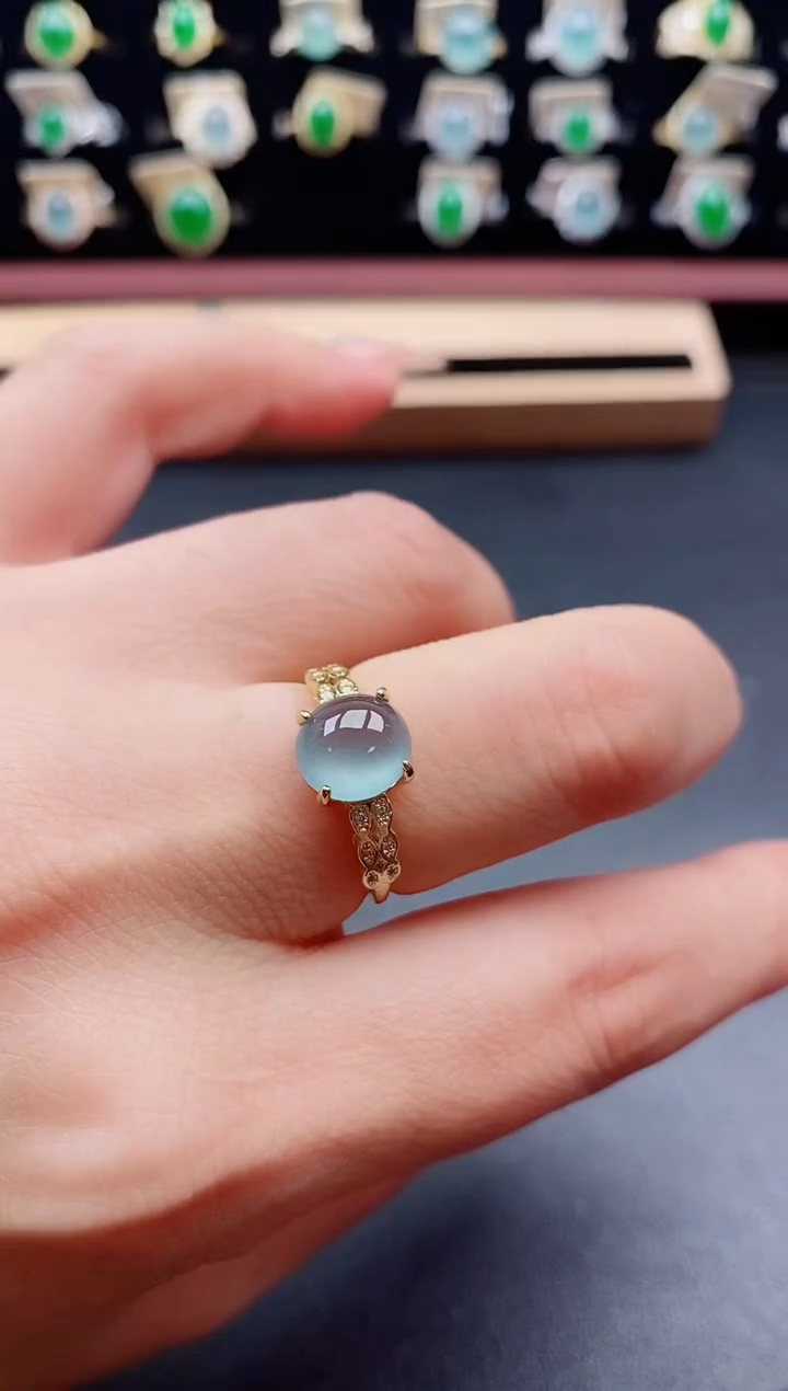 银S925镶嵌戒指翡翠1