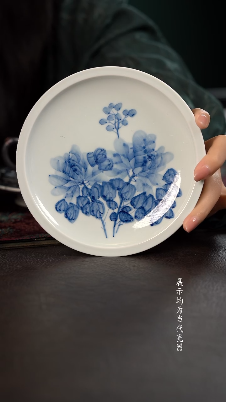 厚力煊牡丹折沿壶承