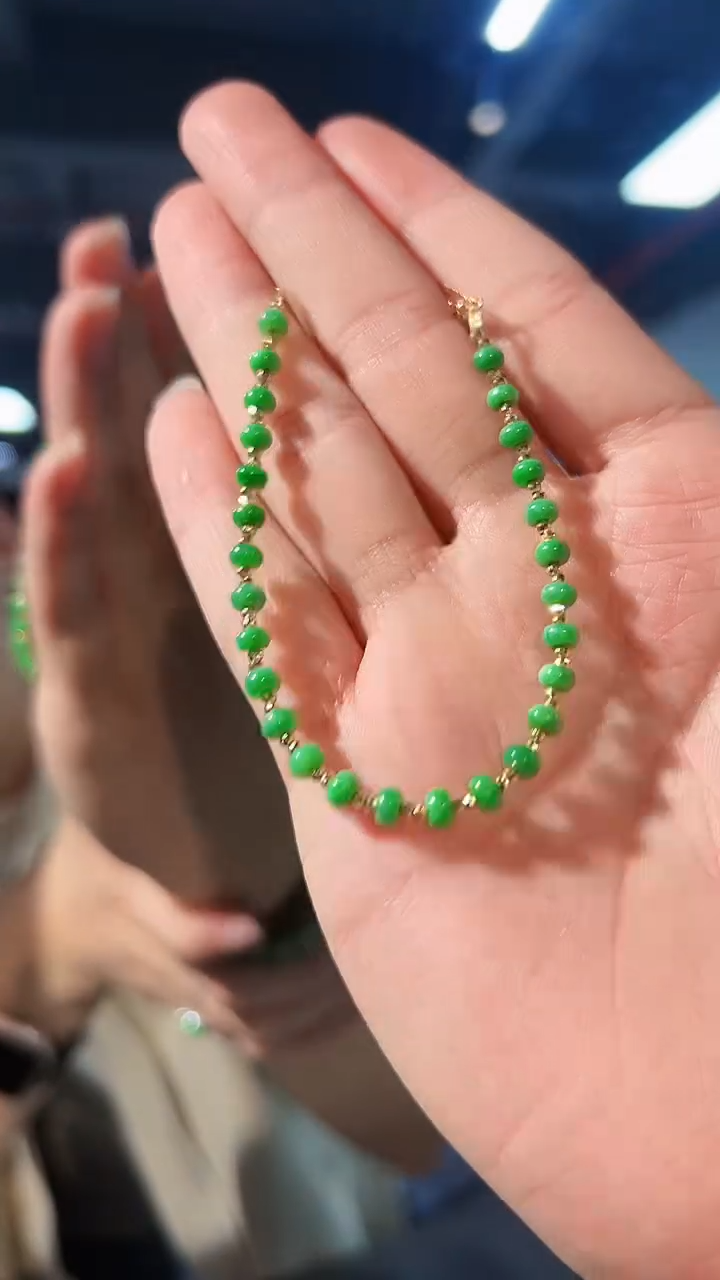 【闪购商品】翡翠手链18K金镶嵌缅料A货/支持复检/一件