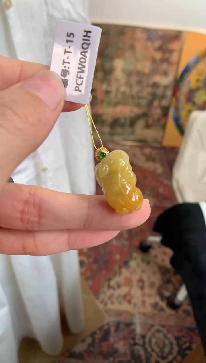 翡翠18K金镶嵌颈饰貔貅