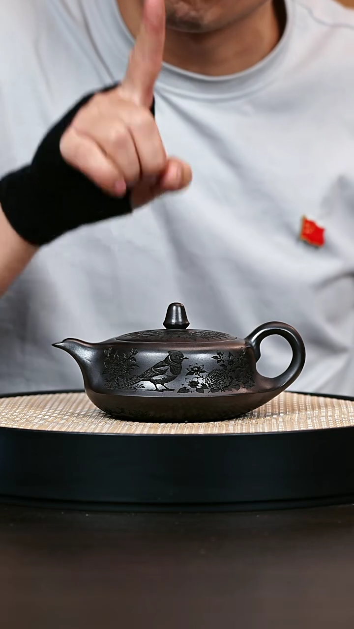 茶壶紫砂石黄喜上眉梢曲壶