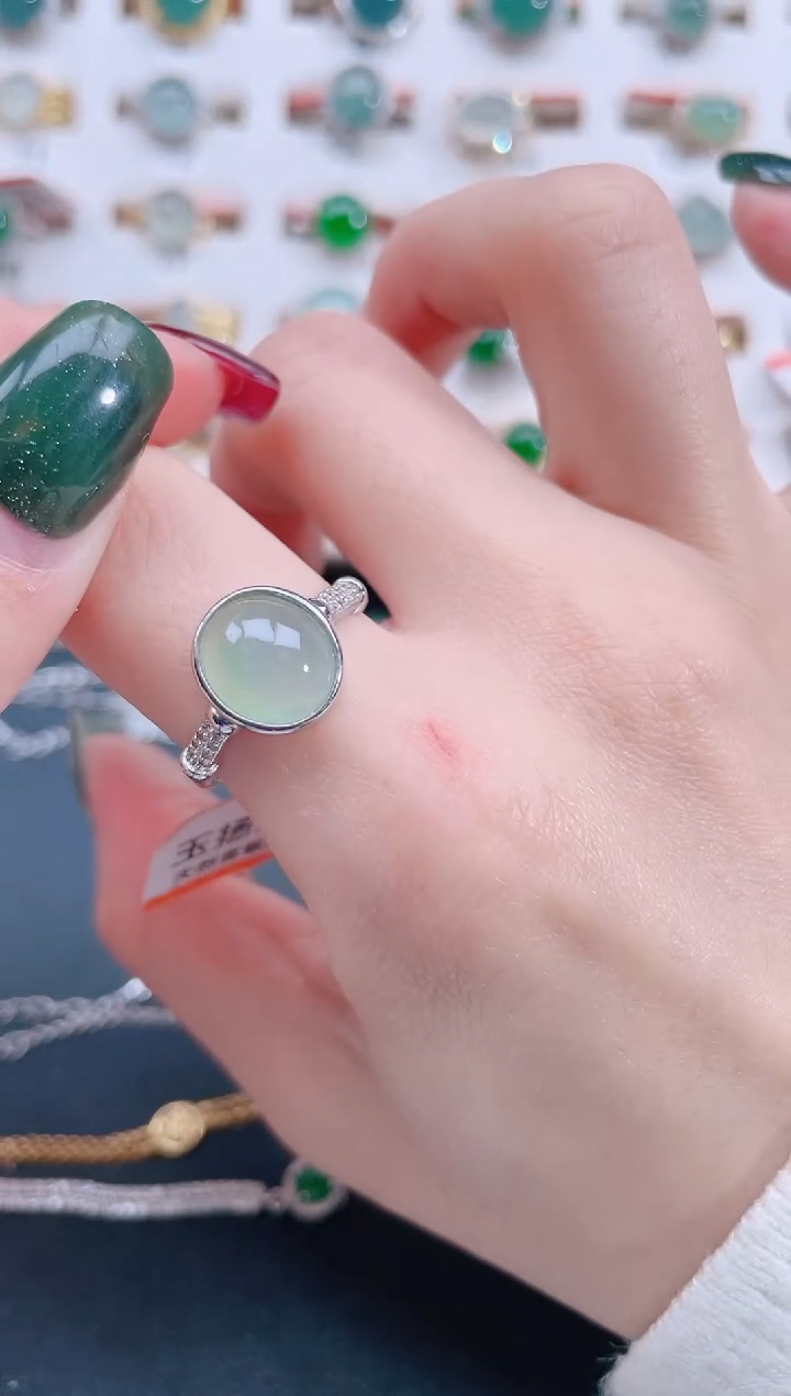 银S925镶嵌戒指翡翠天然翡翠