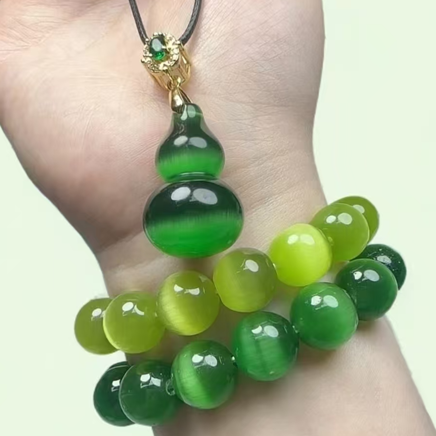 新疆彩石五彩石猫眼摆件优雅细腻精美简约精致绿色创意黄色彩色