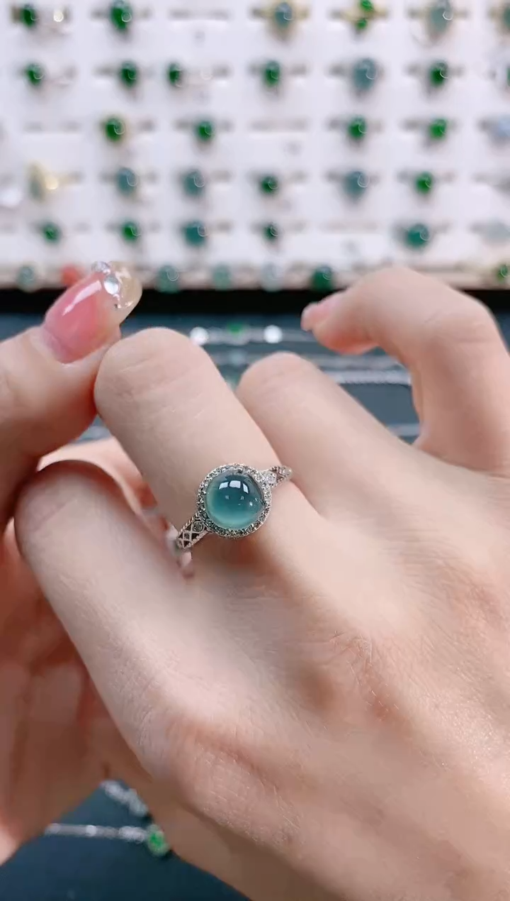 【闪购商品】翡翠戒指银S925镶嵌天然翡翠