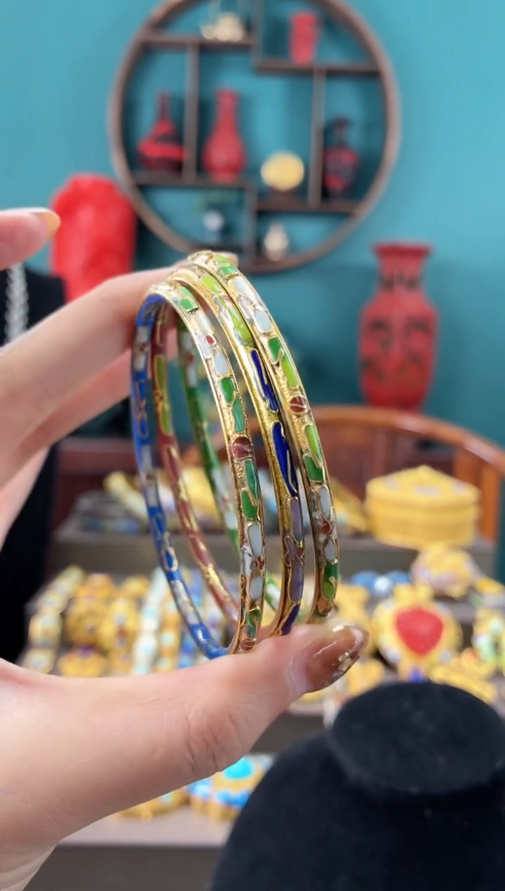 景泰蓝金地细镯子三个58-64