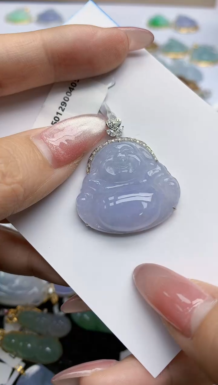 【闪购商品】翡翠挂件18K金镶嵌天然翡翠A货47