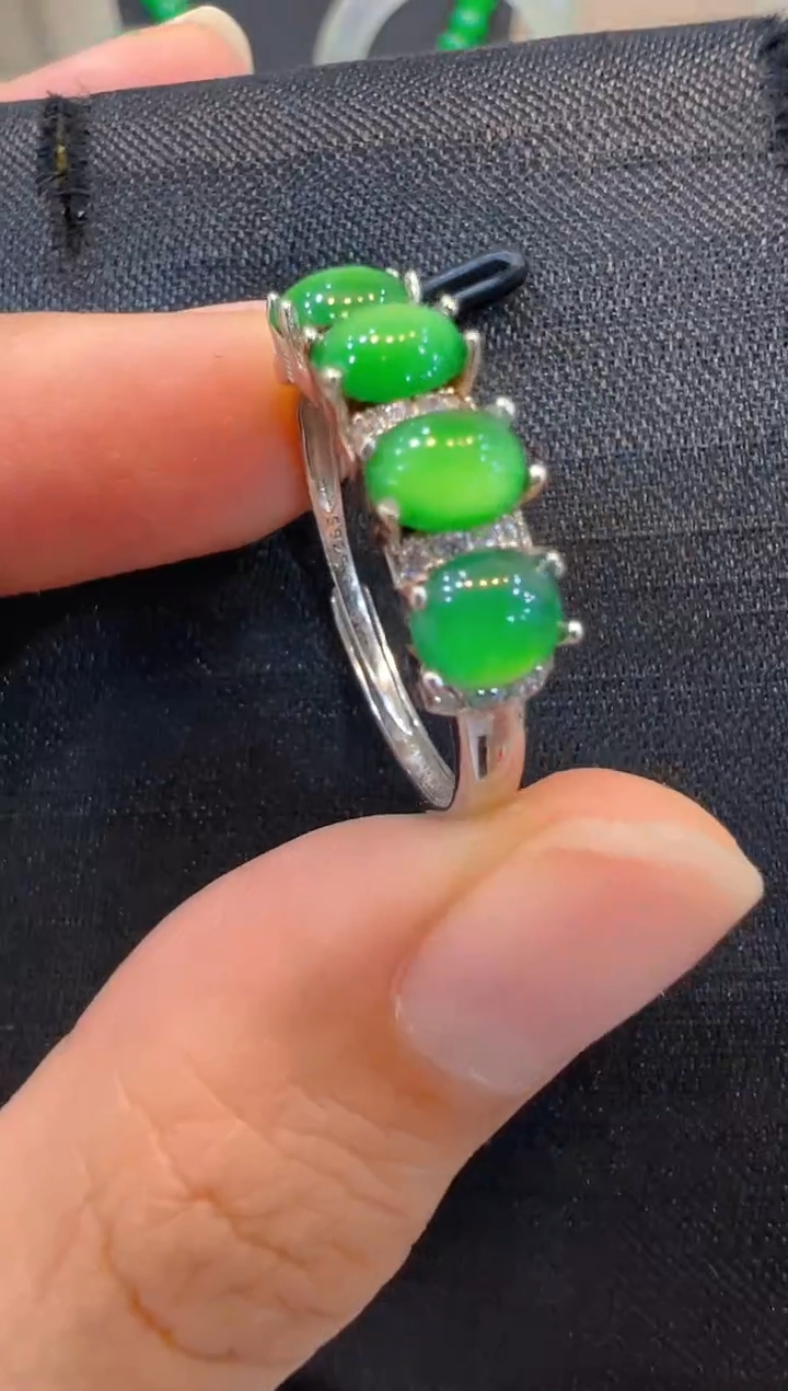 翡翠戒指银S925镶嵌多样性团购发一件