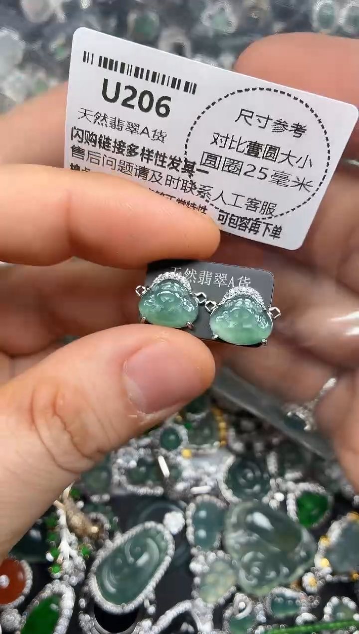 颈饰未镶嵌翡翠U206耳钉